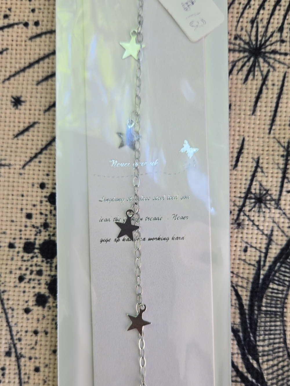 Silver Star Charm Bracelet - Stainless Steel 7.5inches